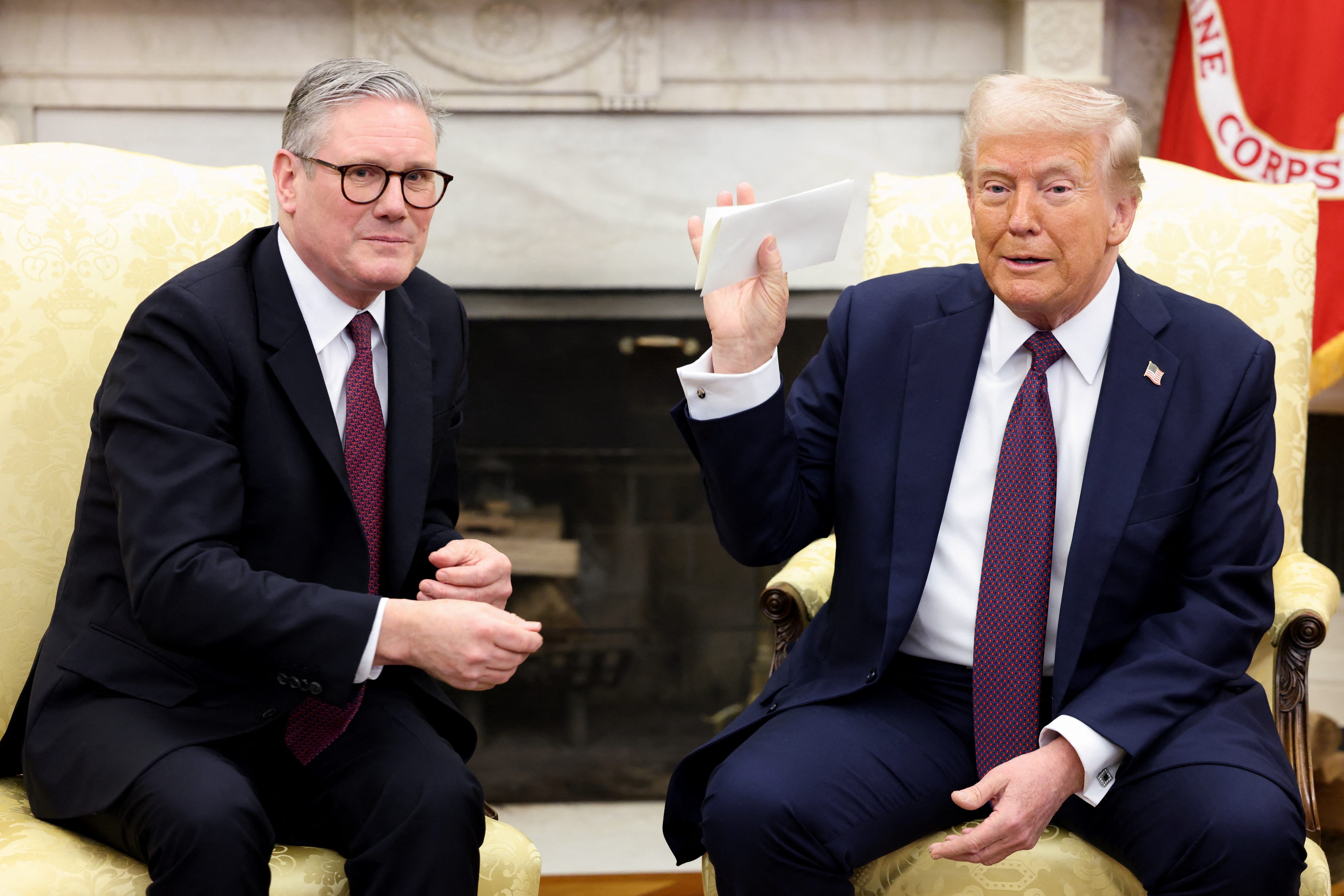 President Trump and Prime Minister Starmer meeting in the Oval Office.