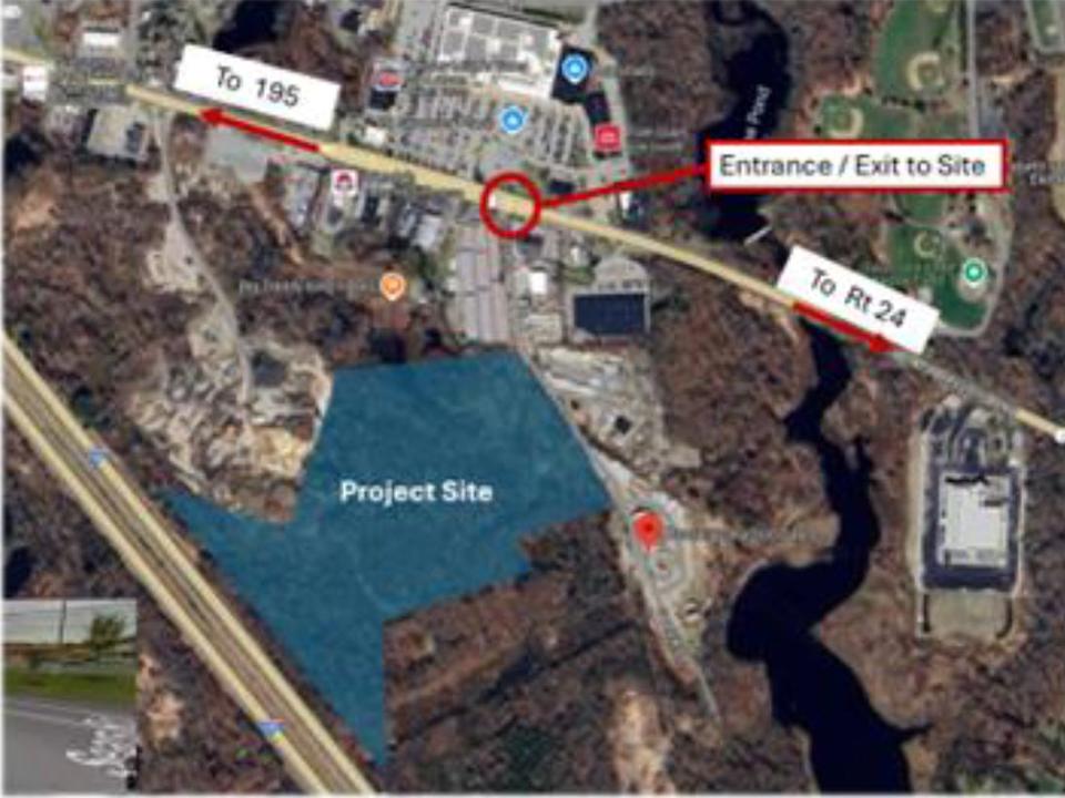 An aerial view of the former Swansea town landfill off Route 6 shows the scope of the rehabilitation project.