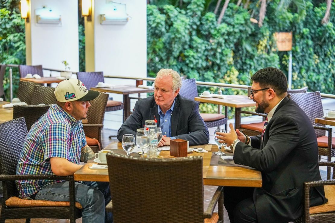 Images posted on X by El Salvador's president Nayib Bukele shows US Sen. Chris Van Hollen meeting with Kilmar Armando Abrego Garcia, the Maryland man mistakenly deported from the United States.