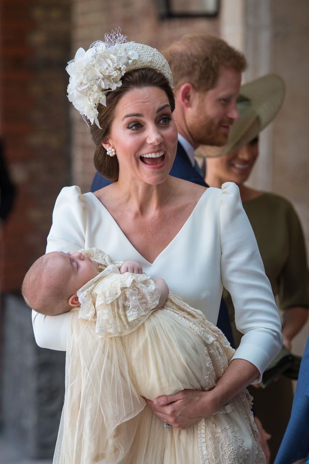 The Duchess of Cambridge carries Prince Louis as they arrive for his christening service at the Chapel Royal, St James's Palace, London. PRESS ASSOCIATION Photo. Picture date: Monday July 9, 2018. See PA story ROYAL Christening. Photo credit should read: Dominic Lipinski/PA Wire