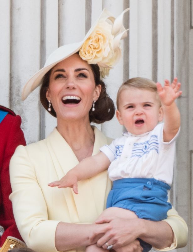 LONDON, ENGLAND - JUNE 08: Prince Louis and Catherine, Duchess of Cambridge appear on the balcony during Trooping The Colour, the Queen's annual birthday parade, on June 08, 2019 in London, England. (Photo by Samir Hussein/Samir Hussein/WireImage)