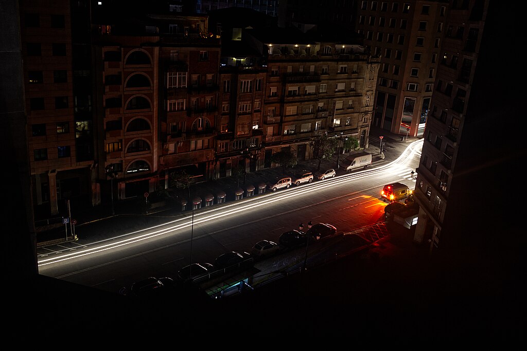 Photograph taken during the power outage that left much of Spain without electricity on the night of April 28, 2025.