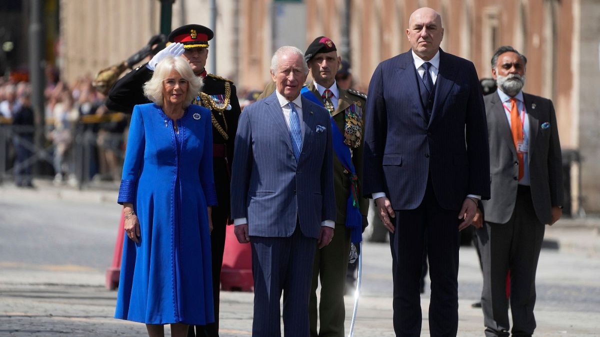 UK royals welcomed at Quirinale Palace on second day of state visit to Rome