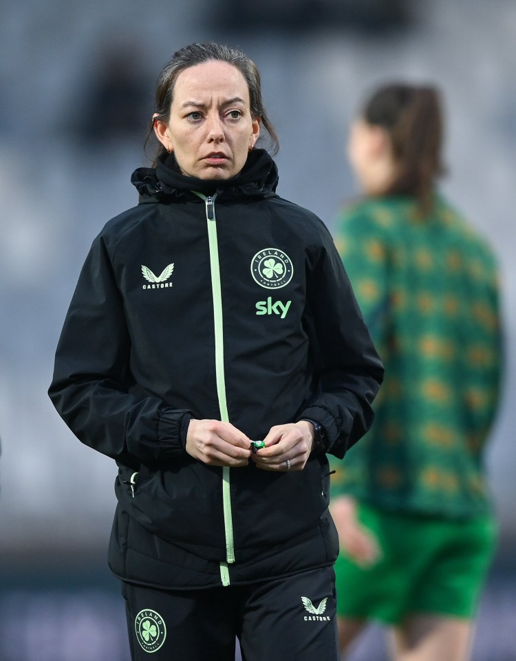 25 February 2025; Republic of Ireland assistant coach Amber Whiteley before the UEFA Women's Nations League B match between Slovenia and Republic of Ireland at Bonifika Stadium in Koper, Slovenia. Photo by Stephen McCarthy/Sportsfile