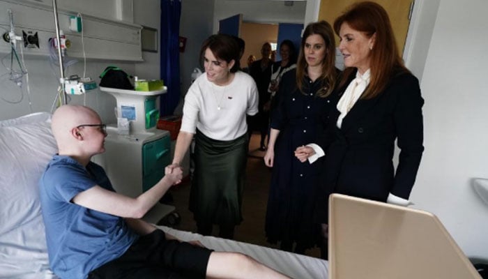 Sarah Ferguson visits a cancer unit in London
