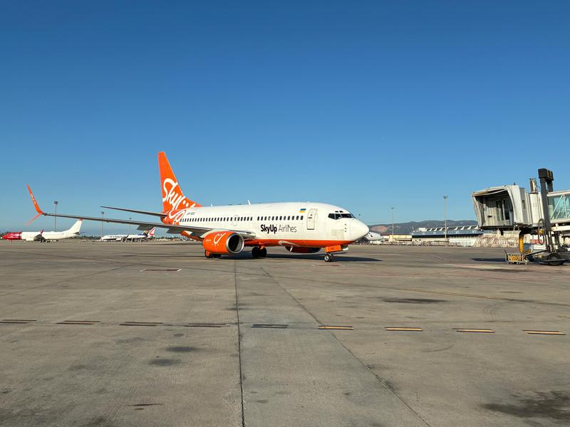 A SkyUp plane at Barcelona airport