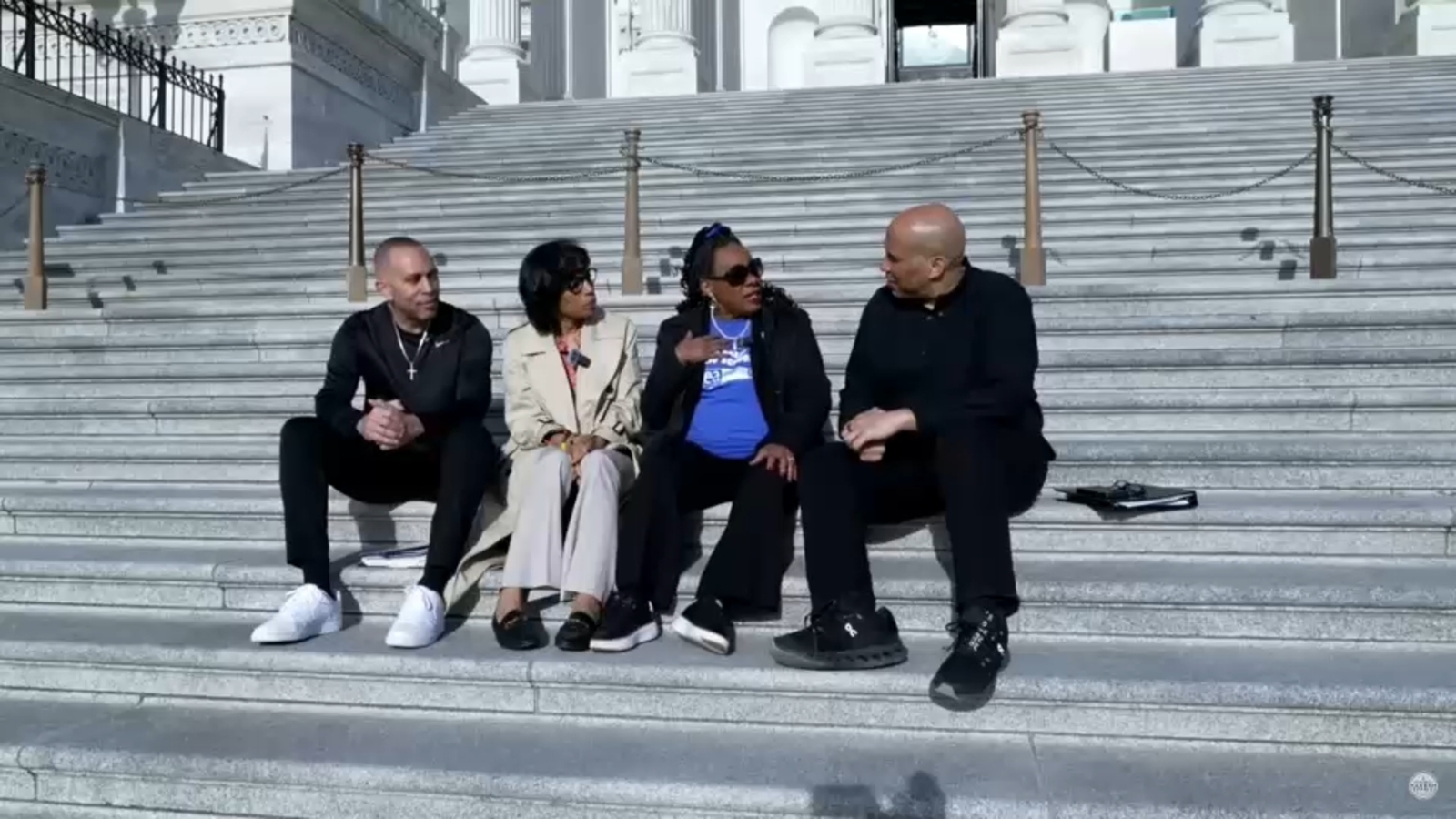 US politics: House Minority Leader Hakeem Jeffries of NY, NJ Sen. Cory Booker begin livestreamed sit-in protest on Capitol steps