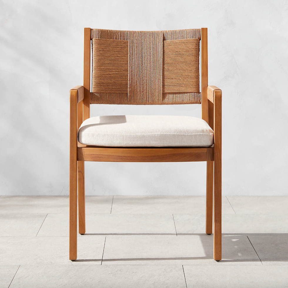 Roc Teak and Rattan Dining Armchair with Ivory Sunbrella Cushion