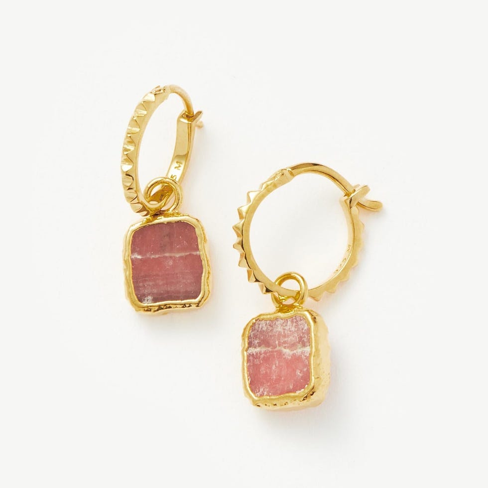 Mini Pyramid Charm Hoop Earrings