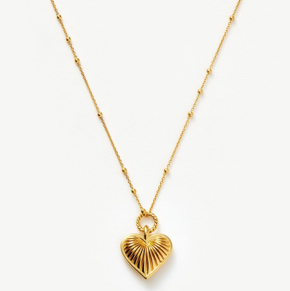 Ridge Heart Charm Pendant Necklace