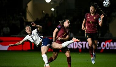 Lucy Bronze opens the scoring for England (Ben STANSALL)