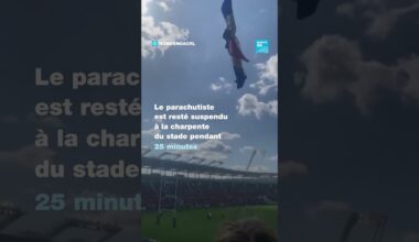 Un parachutiste suspendu dans le vide au Stadium de Toulouse • FRANCE 24