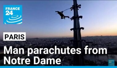A man scaled Notre-Dame de Paris before jumping off with a parachute • FRANCE 24 English