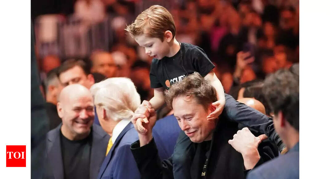 Elon Musk attends UFC fight in Miami, reshares this photo with Trump and son X