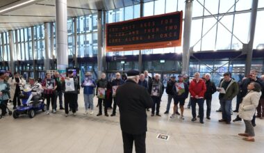 Sandy Row protest over Irish language signs at Belfast Grand Central station