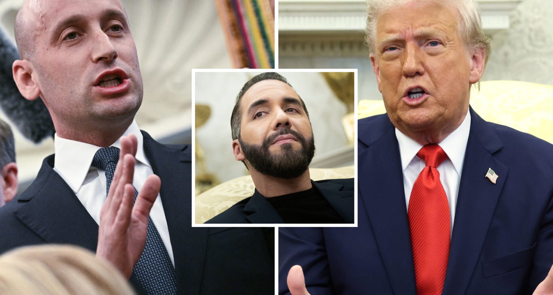 Stephen Miller, Donald Trump and Nayib Bukele