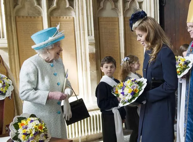 Beatrice with her grandmother the Queen
