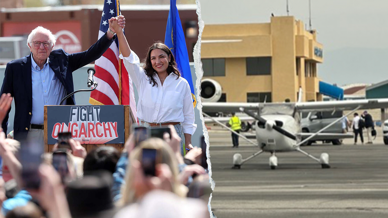Sanders, AOC spotted boarding private jet on 'Fighting Oligarchy' tour