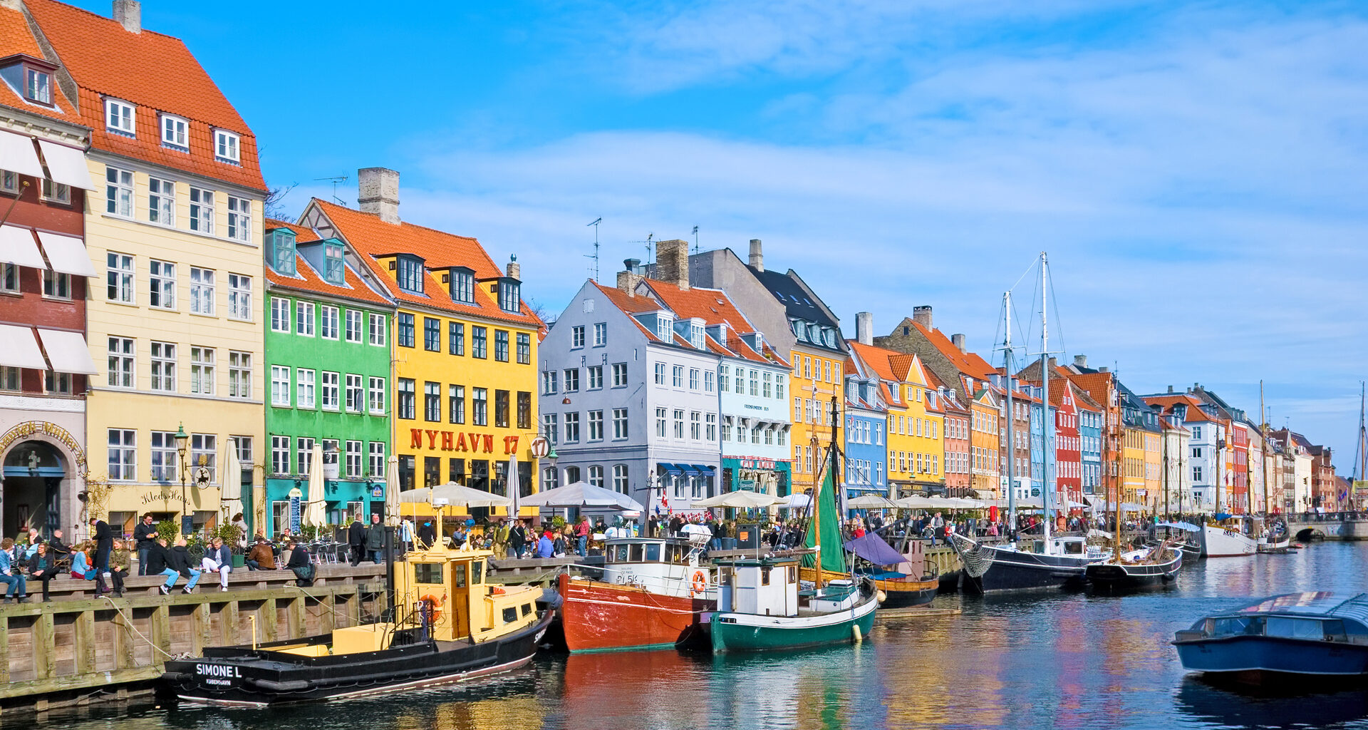 COPENHAGEN, DENMARK - APRIL 13, 2010: Colorful facades along Nyhavn.