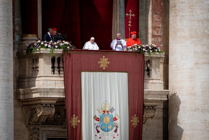 Pope Francis attends Easter Sunday Mass and delivers the traditional 