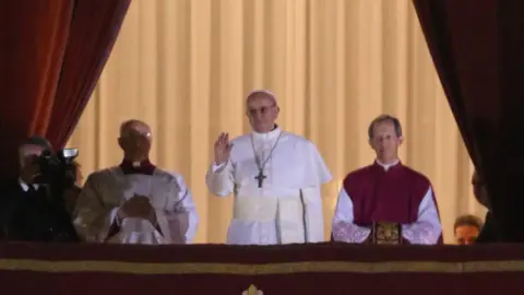 Getty Images Newly elected Pope Francis, Cardinal Jorge Mario Bergoglio of Argentina appears on the balcony of St. Peter's Basilica at the Vatican, 2013