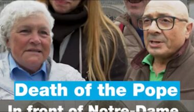 🇫🇷 In front of #NotreDame in Paris, #tourists emotional about the #death of #PopeFrancis • FRANCE 24