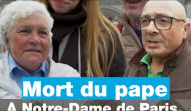 À Notre-Dame de Paris, les touristes émus par la mort du Pape François • FRANCE 24