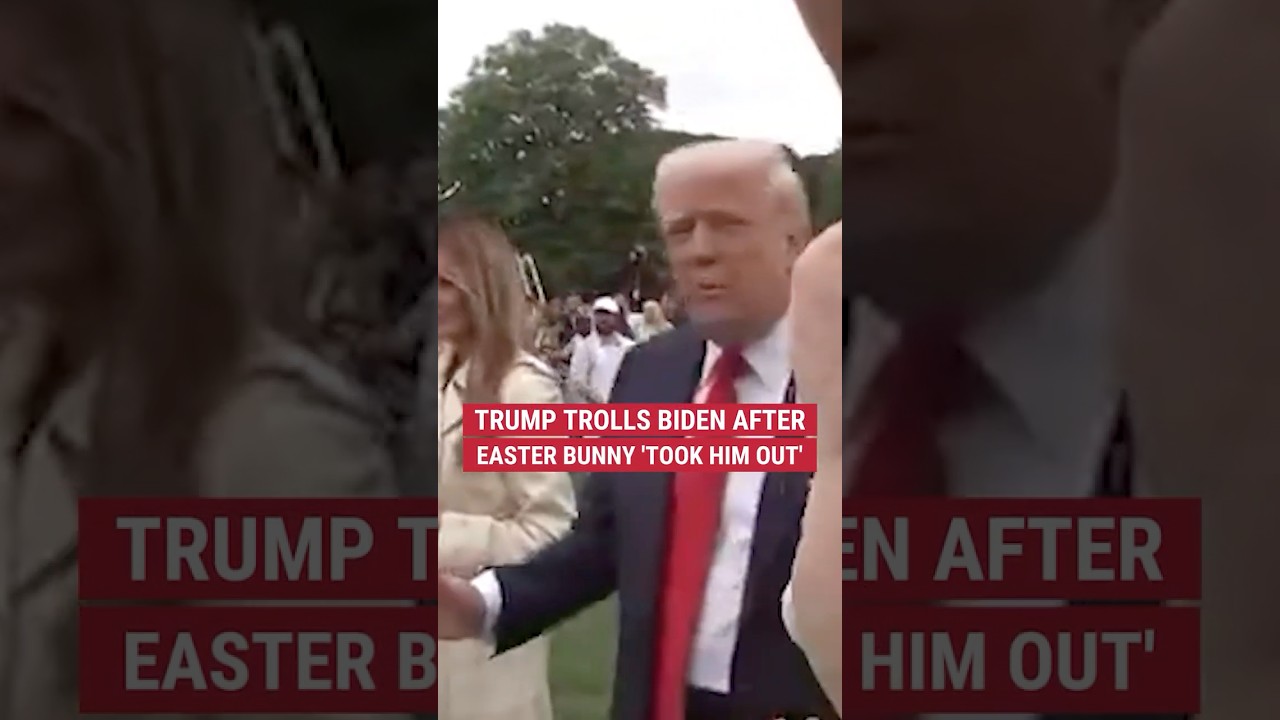 Trump trolls Biden for letting Easter Bunny lead him away from the media #foxnews #trump #shorts