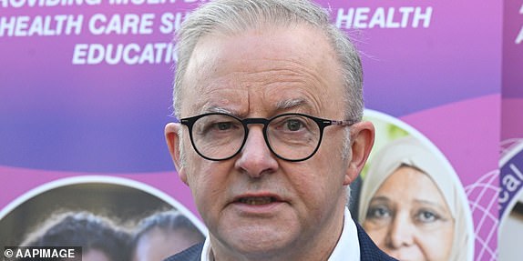 Australian Prime Minister Anthony Albanese speaks to the media during a visit to Leichhardt Women's Community Health Centre in the electorate of Grayndler on Day 26 of the 2025 federal election campaign, Sydney, Wednesday, April 23, 2025. (AAP Image/Lukas Coch) NO ARCHIVING