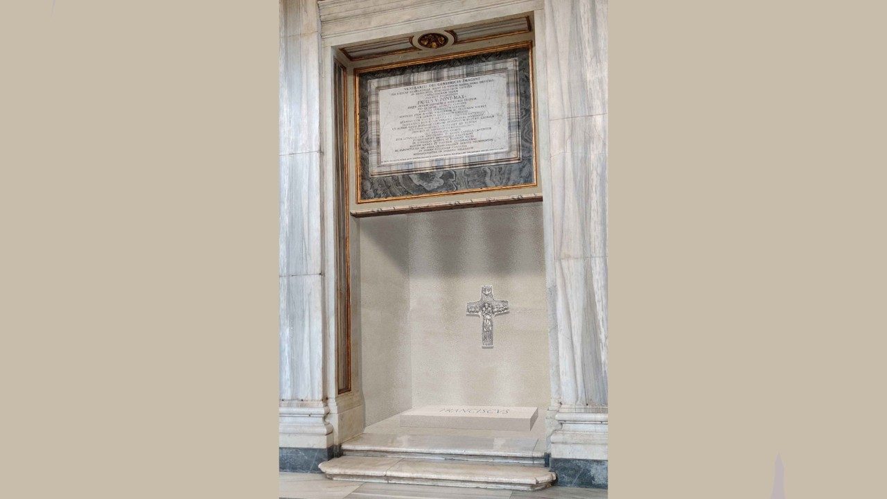 Pope’s tomb made of marble from the land of his Italian grandparents