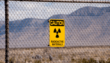 A radioactive sign warning.