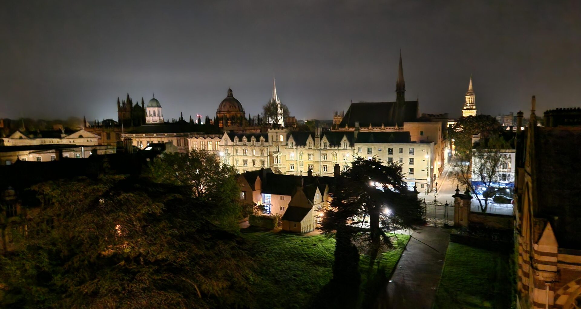 My mate took me up the roof of Trinity Chapel in Oxford at night. Nice up here!