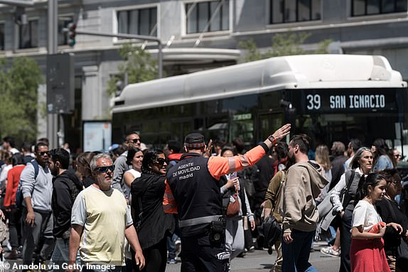MADRID, SPAIN - APRIL 28: A view of urban chaos as a widespread power outage strikes Spain and Portugal around midday Monday while the causes are still unknown in Madrid, Spain on April 28, 2025. (Photo by Diego Radames/Anadolu via Getty Images)
