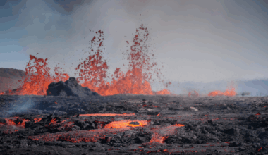 Erupting volcano in Iceland