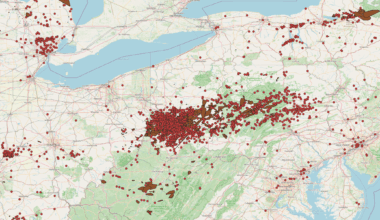[OC] Geospatial representation of the current 500k power outages in Pennsylvania.