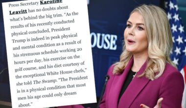 Leavitt’s response to Trump’s weight loss. How anyone can say this with a straight face! 😆