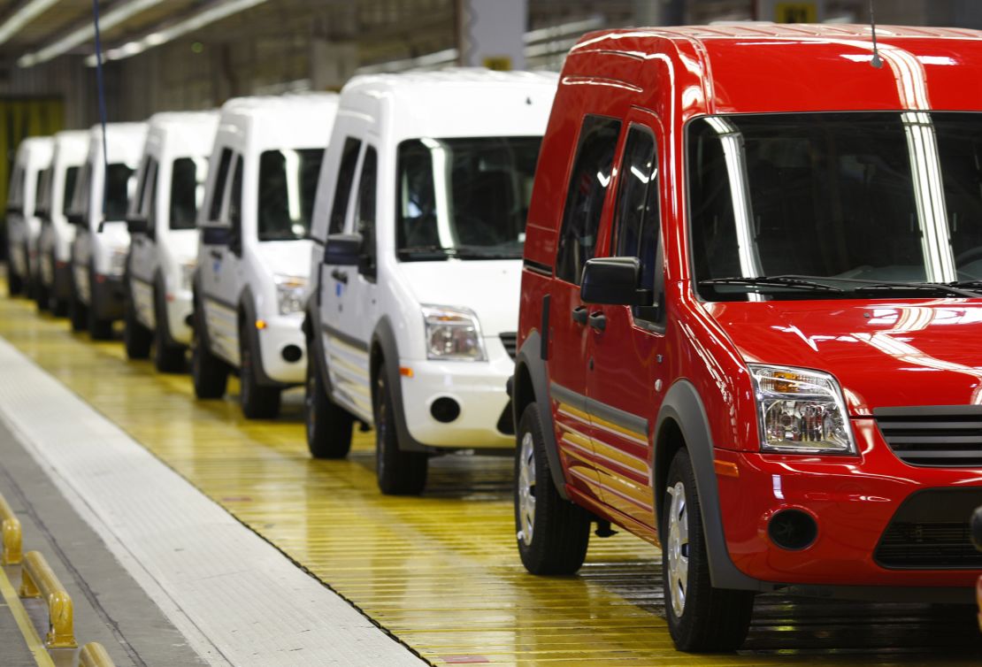 Ford Transit Connect compact panel vans are seen at the Ford Otosan Ihsaniye car plant near the western Turkish city of Kocaeli, on May 22, 2009.