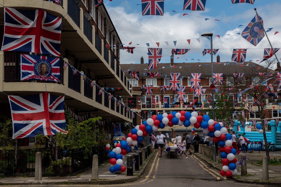 Street party celebrating the Coronation of King Charles III and Queen Camilla.