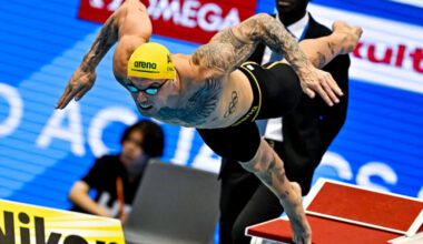 Kyle Chalmers of Australia competes in the 100m Freestyle Men Final during the 20th World Aquatics Championships at the Marine Messe Hall A in Fukuoka (Japan), July 27th, 2023.