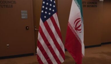 US Iran flags