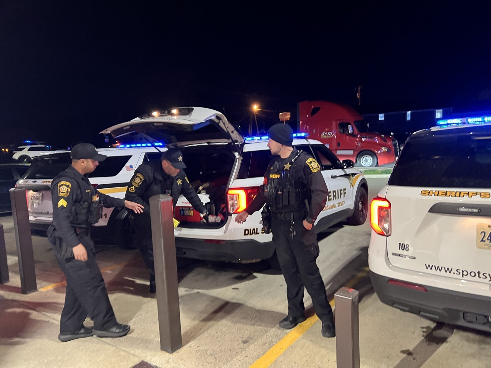 Deputies prepare to enter the scene of a mass shooting in Olde Greenwich Circle in Spotsylvania County, Virginia, on April 8, 2025.