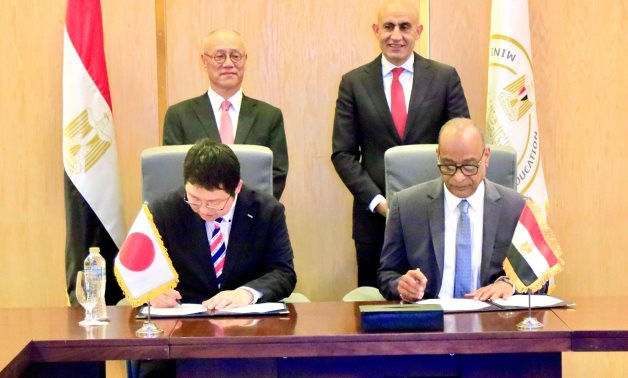 Egypt and Japan signed a letter of intent between the Egyptian Ministry of Education and the Japanese educational development organization, Sprix, on April 26, 2025- press photo Egypt and Japan signed a letter of intent between the Egyptian Ministry of Education and the Japanese educational development organization, Sprix, on April 26, 2025- press photo
