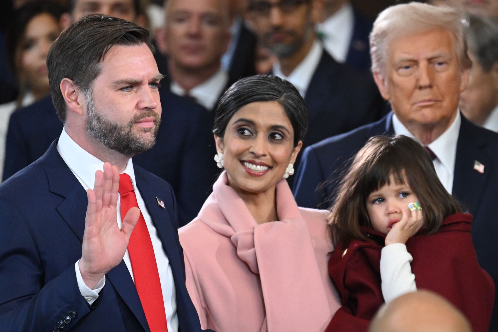 Image may contain Donald Trump Jeff Bezos Donald Trump Sundar Pichai People Person Accessories Formal Wear and Tie