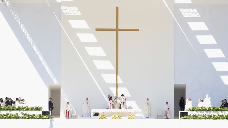 The Pope celebrates Mass in Abu Dhabi, United Arab Emirates, in February 2019. It was <a href=