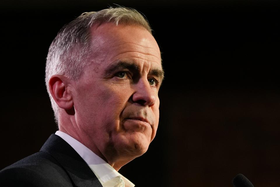HAMILTON, CANADA - APRIL 10 : Canadian Prime Minister Mark Carney speaks during a campaign rally in Hamilton, Ontario, Canada on April 10, 2025. (Photo by Mert Alper Dervis/Anadolu via Getty Images)