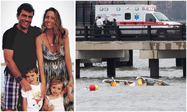 At left, Agustin Escobar, his wife, Merce Camprubi Montal with two of their three children in an undated photo. (Facebook; Gardiner Anderson / New York Daily News) 