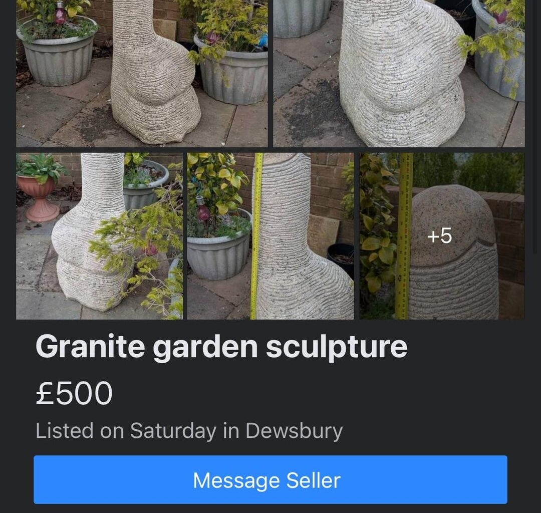 Not your typical Facebook marketplace garden sculpture.