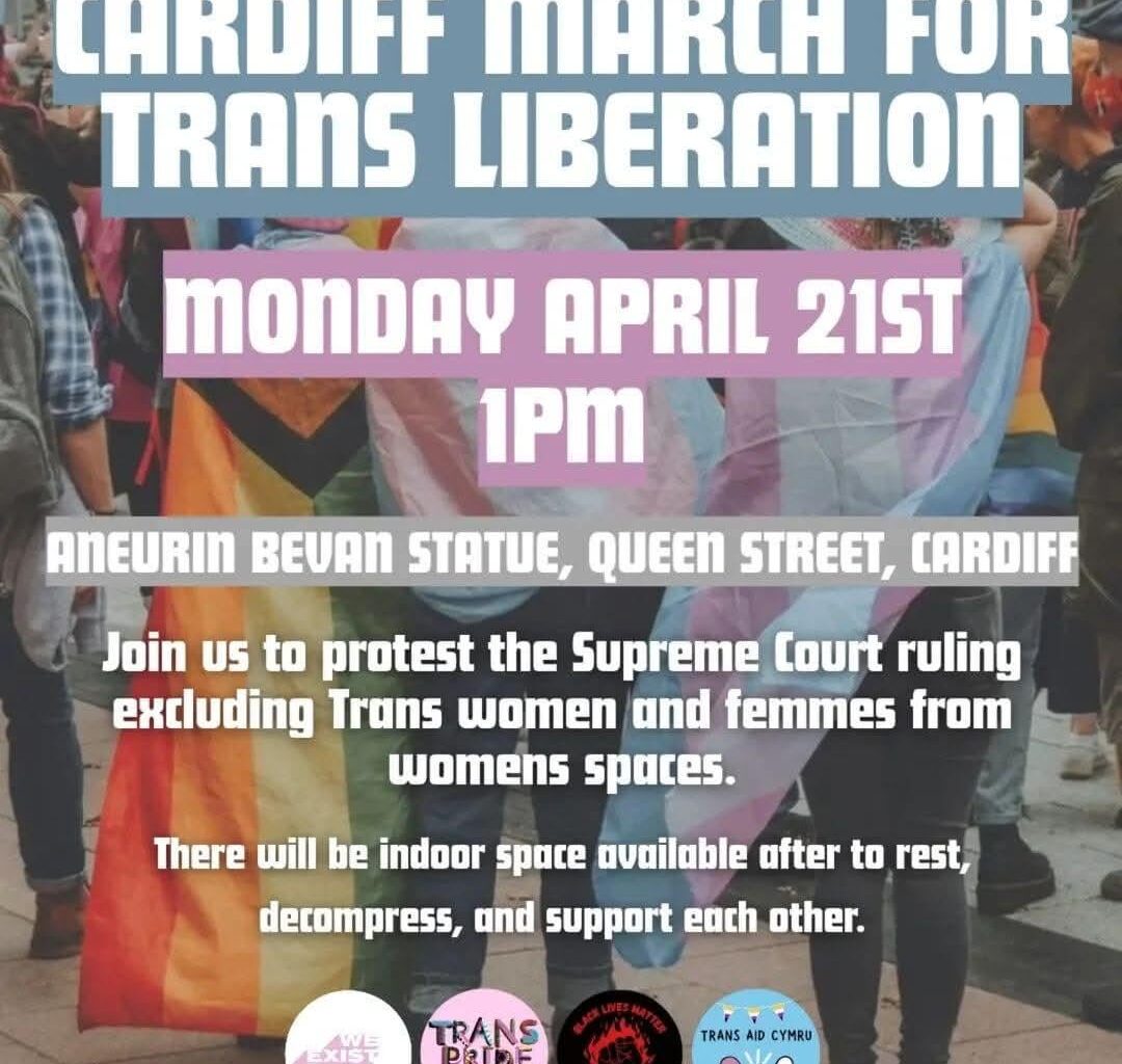 March for Trans Liberation. I've already seen both people downplaying and exaggerating the impact of the supreme court's ruling. It doesn't necessarily take away rights, but allows for exclusion of trans people from more women's or men's spaces, so allows some level of intolerance and unrecognition.