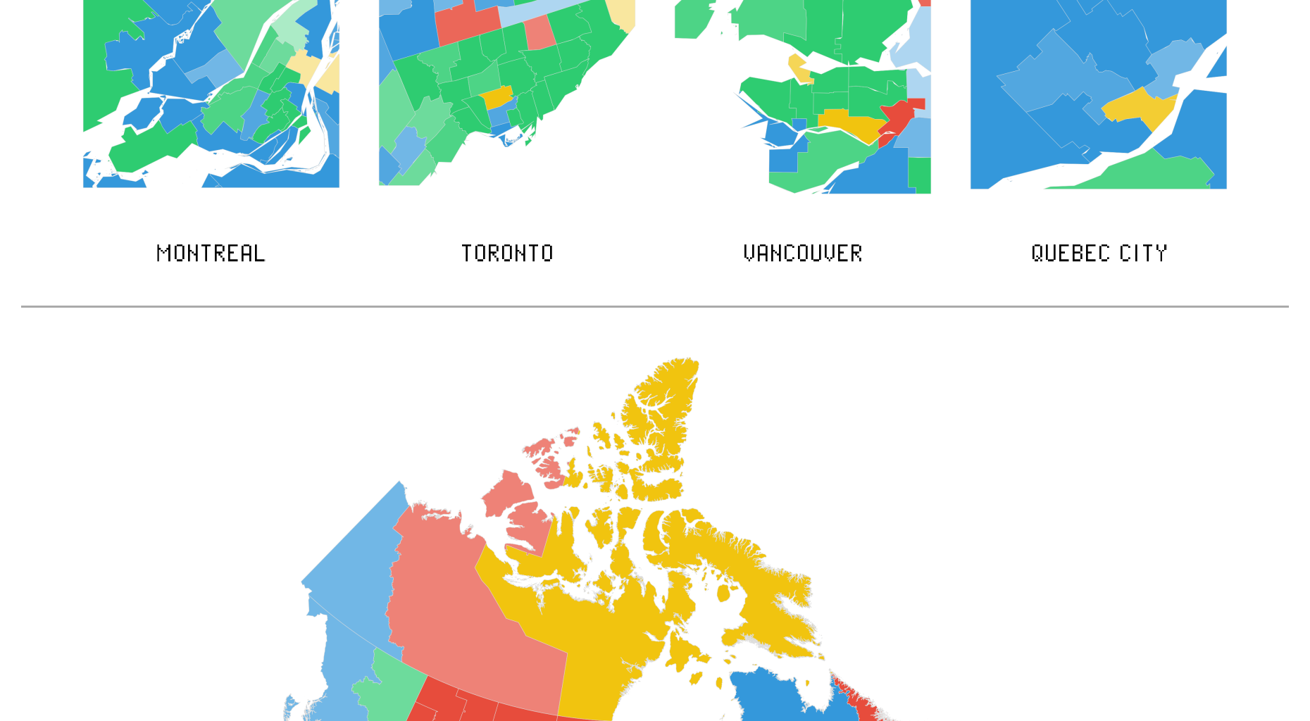 [OC] Map of Transportation Method Variations Across Canadian Ridings