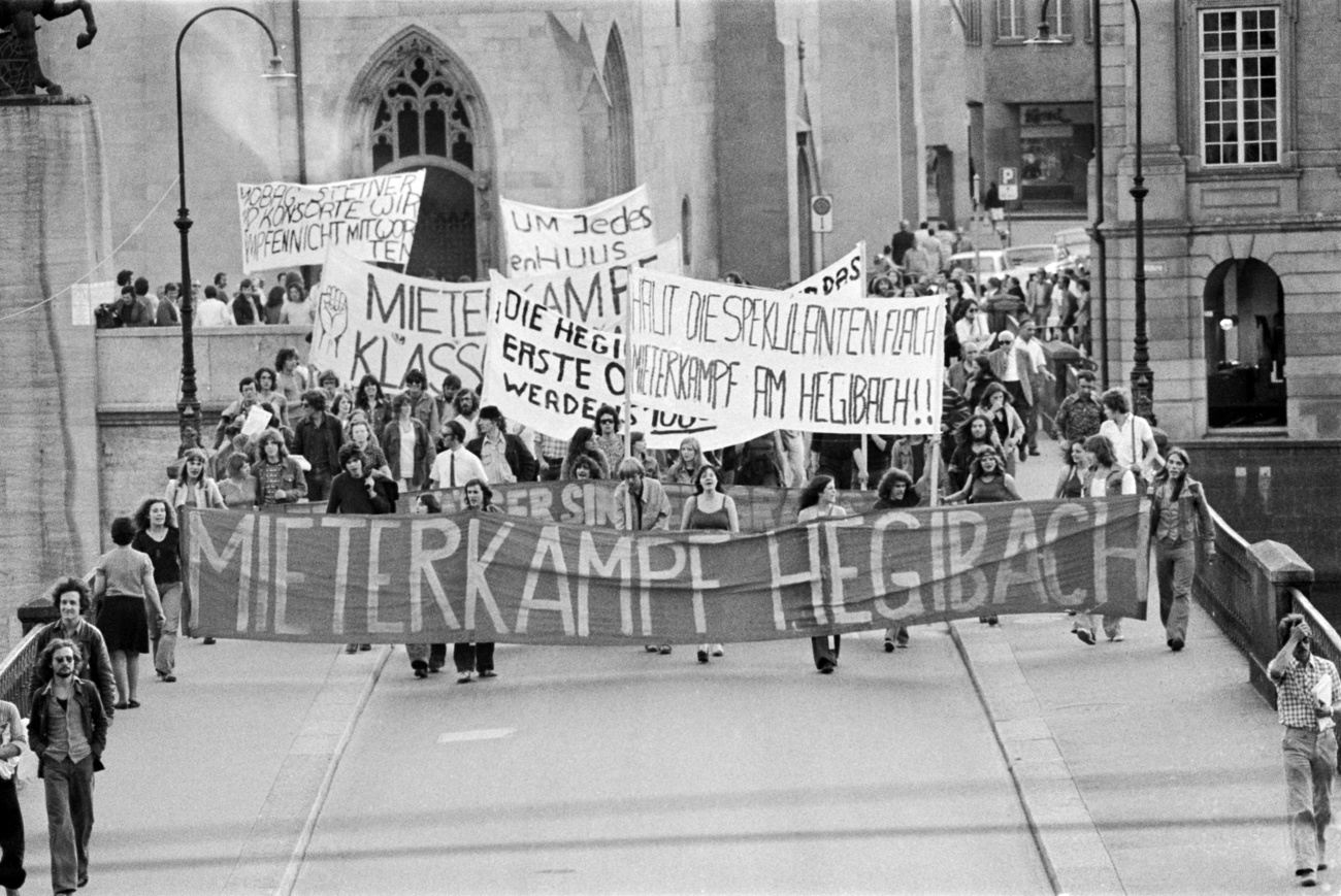 A protest against the demolition of squats in Zurich in 1974.